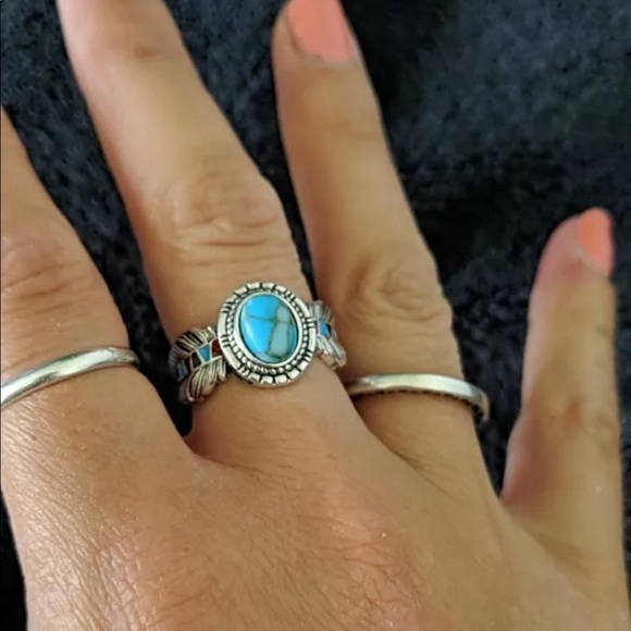 Free people Sterling silver ring turquoise tax 925